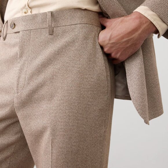 Banana Republic Factory Tailored-Fit Houndstooth Suit Trouser, Taupe, 34x30, EUC - Picture 3 of 4
